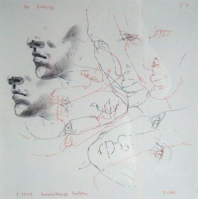 portret nr 16, tekening, 2005 52x52 incl lijst